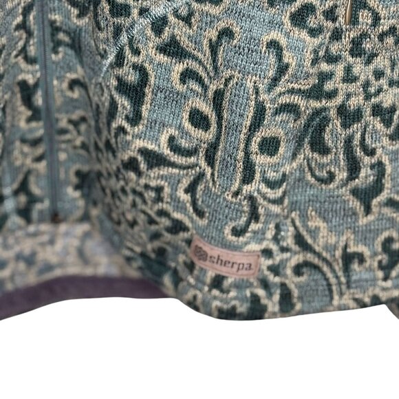 Sherpa Adventure Gear Large Hoodie Zip Up Jacket Namla Jacquard Green Blue Women - Picture 8 of 11